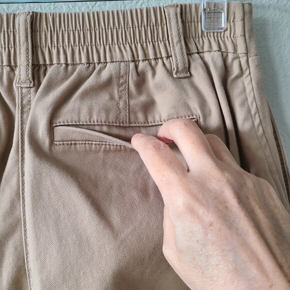 Talbots Jogger Pants SZ Medium Tan Khaki Cotton Lyocell Elastic Waist Pockets - Picture 5 of 12